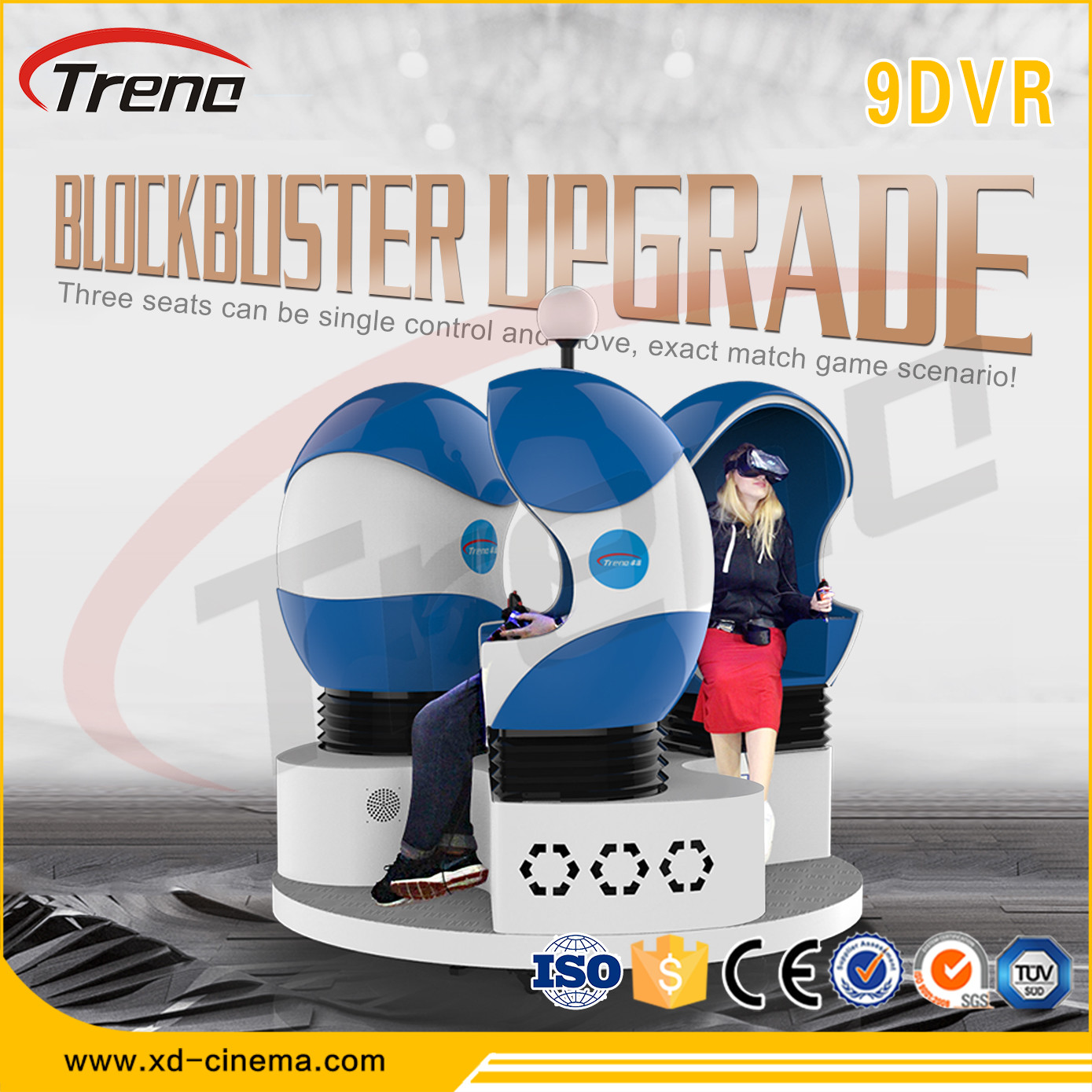 360 ° περιστρεφόμενος εξοπλισμός 6 πλατφορμών 9D VR πιστοποιητικό CE κινηματογράφων δράσης Seater 9D