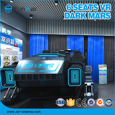 Παιχνίδια 6 Vr μαύρη εμφάνιση προσομοιωτών ISO9000 220V Multiplayer εικονικής πραγματικότητας καθισμάτων 9D